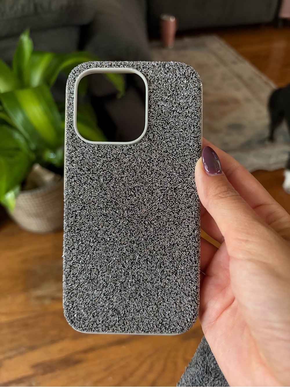 Swarovski High Smartphone Case for iPhone 15 Pro, silver tone crystals